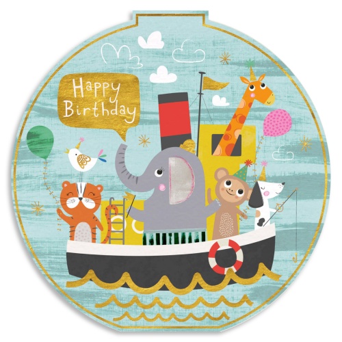 Children's Animal Boat Birthday Card